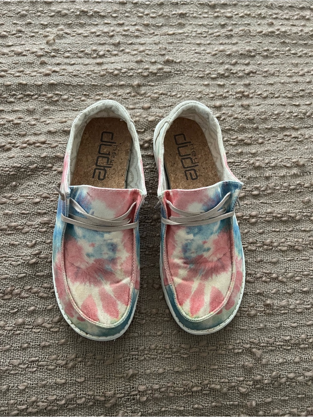 Hey Dude Women’s Tie-Dye Slip-On Moccasins in Pink and Blue - Picture 2 of 7